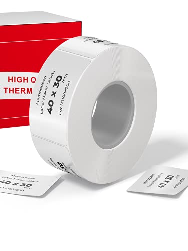 Memoqueen Thermal Paper for M110/M110S/M120/M200/M220, 1.57'' x 1.18'' (40x30mm)- Multi-Purpose Square Self-Adhesive Label, 230 Labels/Roll, Black on White