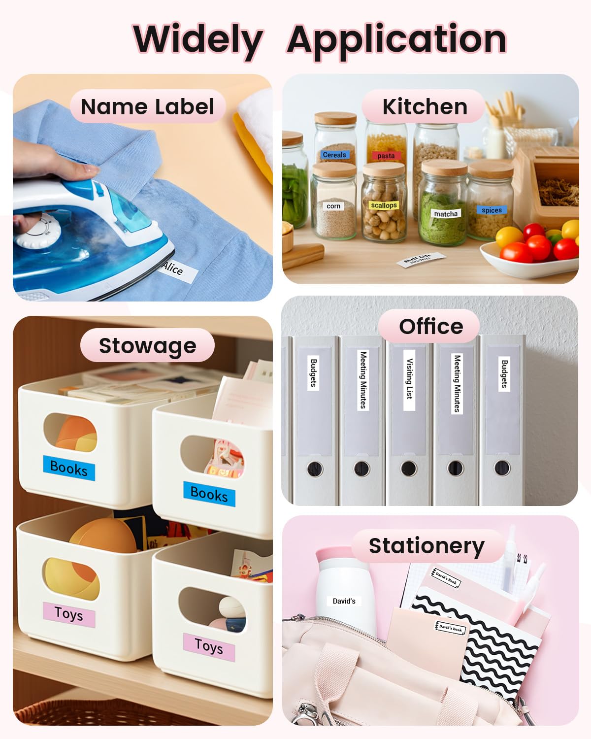 M960 Label Makers-Bluetooth Label Maker Machine with Tape, Mini Label Printer with Multiple Templates for Office,School,Home,Organization,Pink