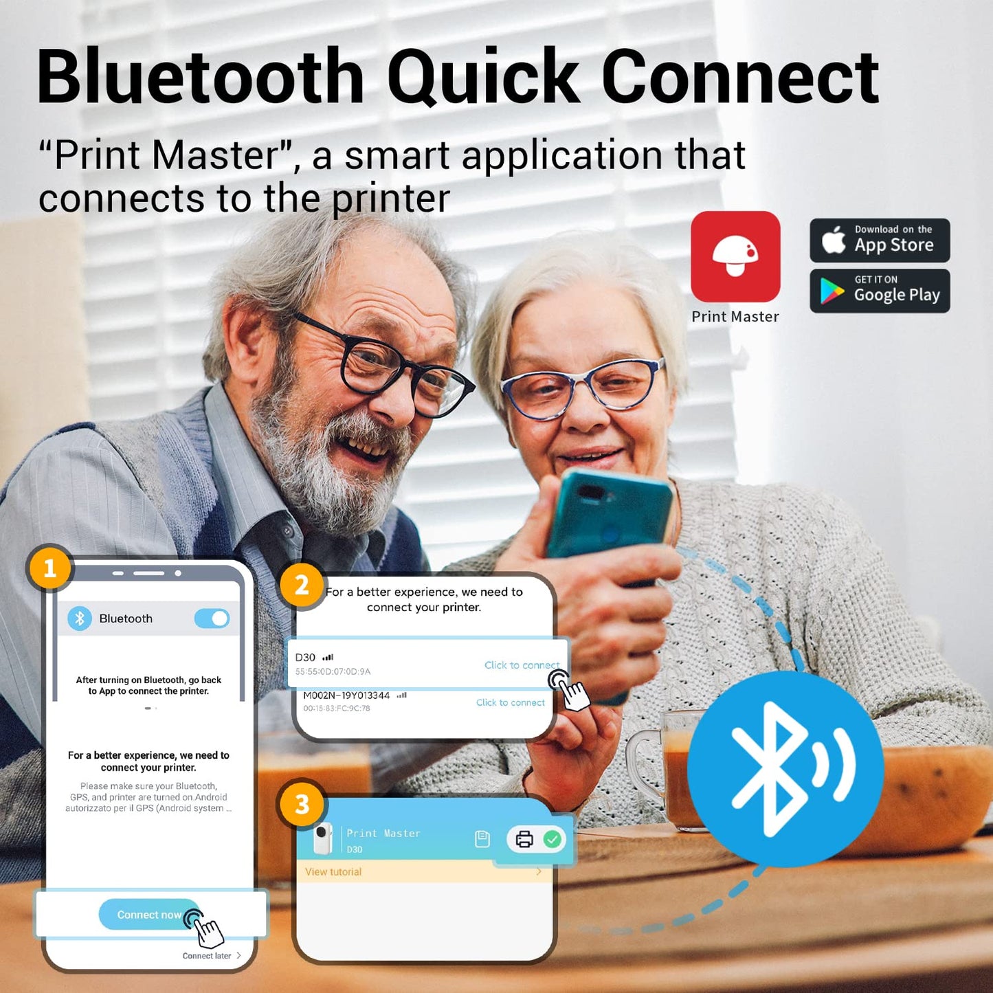 Memoqueen D30 Label Maker Machine with Tape - Bluetooth Thermal Portable Mini Label Printer Labeler Sticker Maker Compatible with Phomemo D30 iOS&Android for Home Office Organization,White.