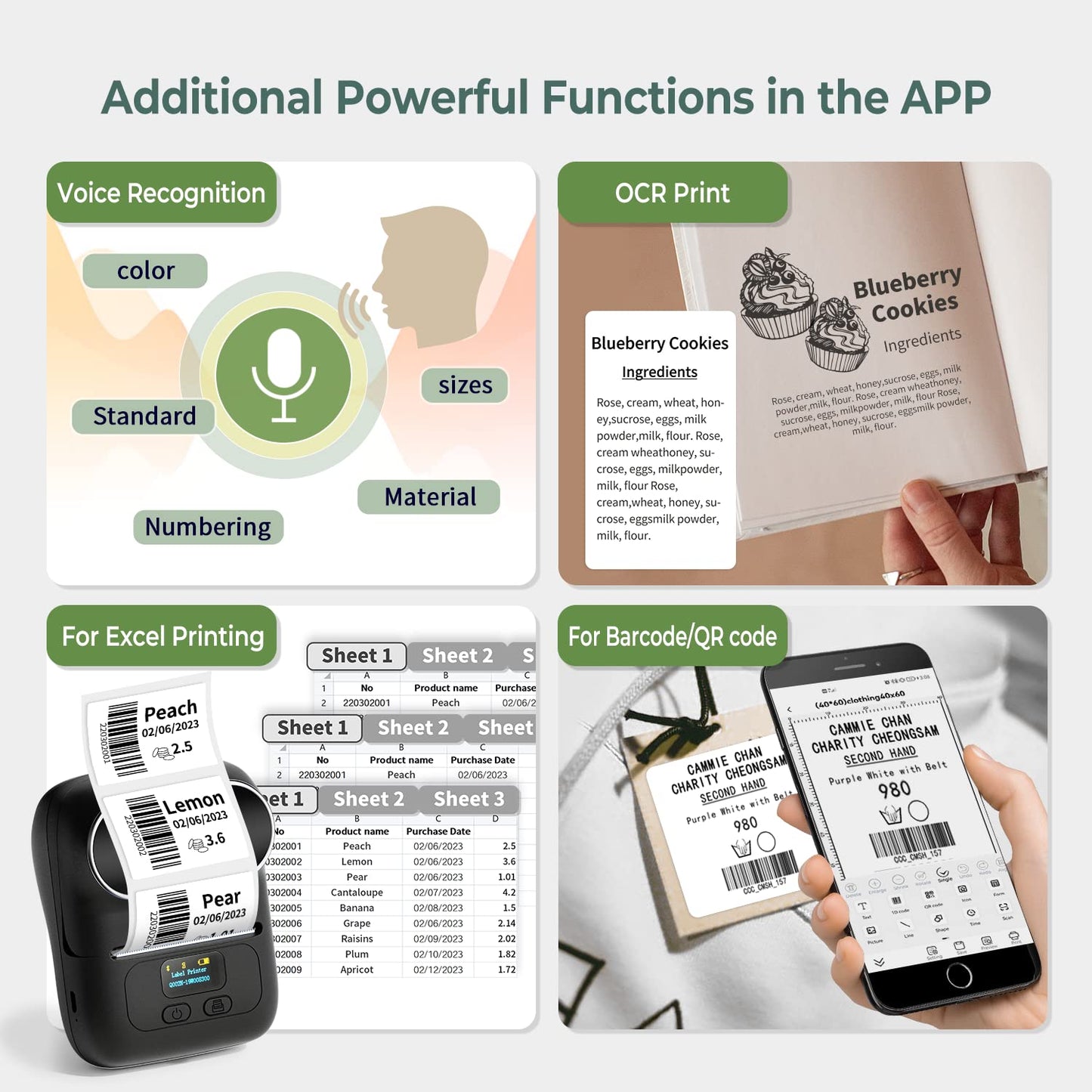 Phomemo Label Maker Machine - M110 Bluetooth Label Maker Compatible with Android & iOS Phone, Multifunctional APP can Print Round/Square Sticker Labels -Black