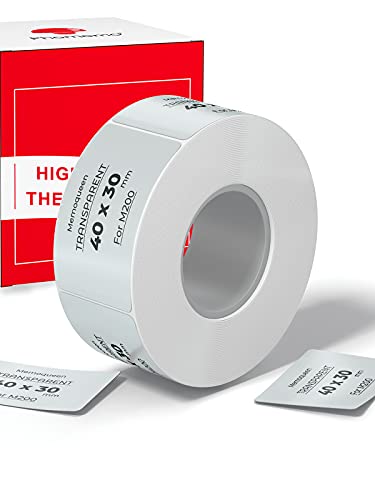 Memoqueen Phomemo Clear Square/Rectangle Labels 1.57'' x 1.18'', for Phomemo M110/M110S/M120/M200/M220 Label Maker, 230 Labels/1 Roll, Thermal Sticker Label for Address, Barcod, Note…
