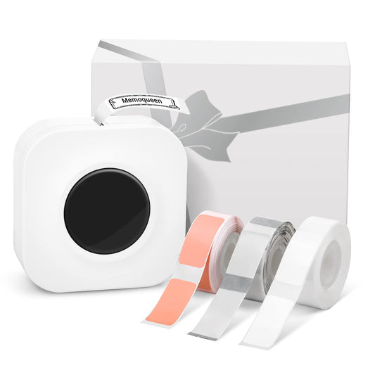 ラベルプリンター スマホ専用 Memoqueen Q30S 感熱プリンター 多機能ラベルライター サーマルラベルメーカー ポータブルミニプリンターBluetooth接続 6mm~15mm幅 名前ラベル,分類ラベルに使用できます ホワイトラベルテープ 14x30mm 3巻を本体に付属