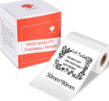 Phomemo M110 Labels Paper for M110/M120/M200/M220 Label Maker, 5080 White Adhesive Rectangle Labels, 1.97''x 3.15''(50x80mm) Thermal Sticker Label Paper for Kitchen, Office, Study, 100labels/roll