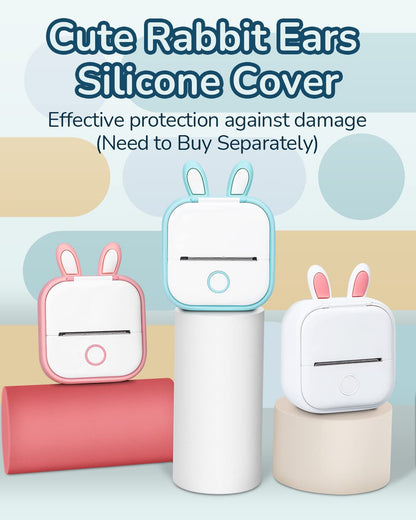 Memoqueen Mini Pocket Printer T02 Sticker Printer-Bluetooth Thermal Photo Printer Mini Portable Pocket Printer, Great for DIY Journal, Memo, Sticker and Notes, Compatible with iOS & Android, White