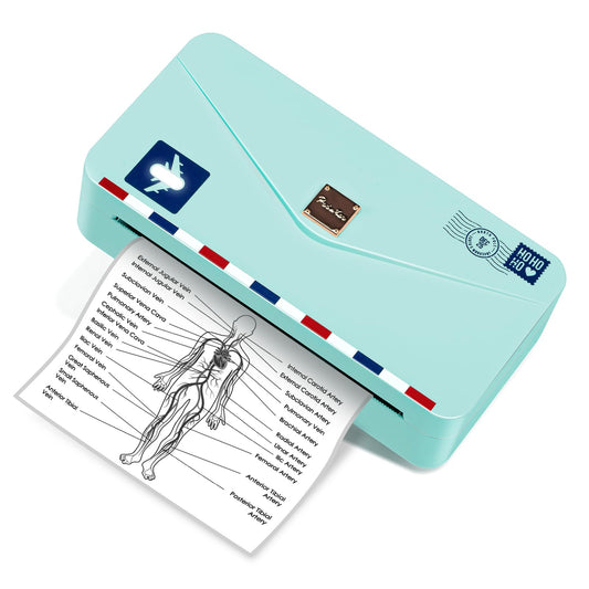 Memoqueen Portable Thermal Printer M04AS Inkless Sticker Printer 300dpi Bluetooth Label Printer, Support 15/53/80/110mm Printing Width, Suitable for Photos, Memo, Notes, to-Do-List, Gifts, Green