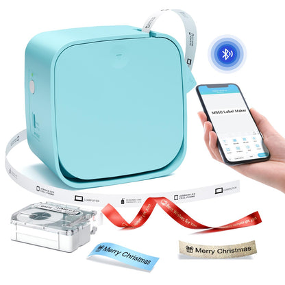 Memoqueen Label Maker Machine with Tape-Portable Bluetooth Thermal Label Printer for Home, Office, Mini Thermal Label Maker Multiple Templates Icon Font,Green