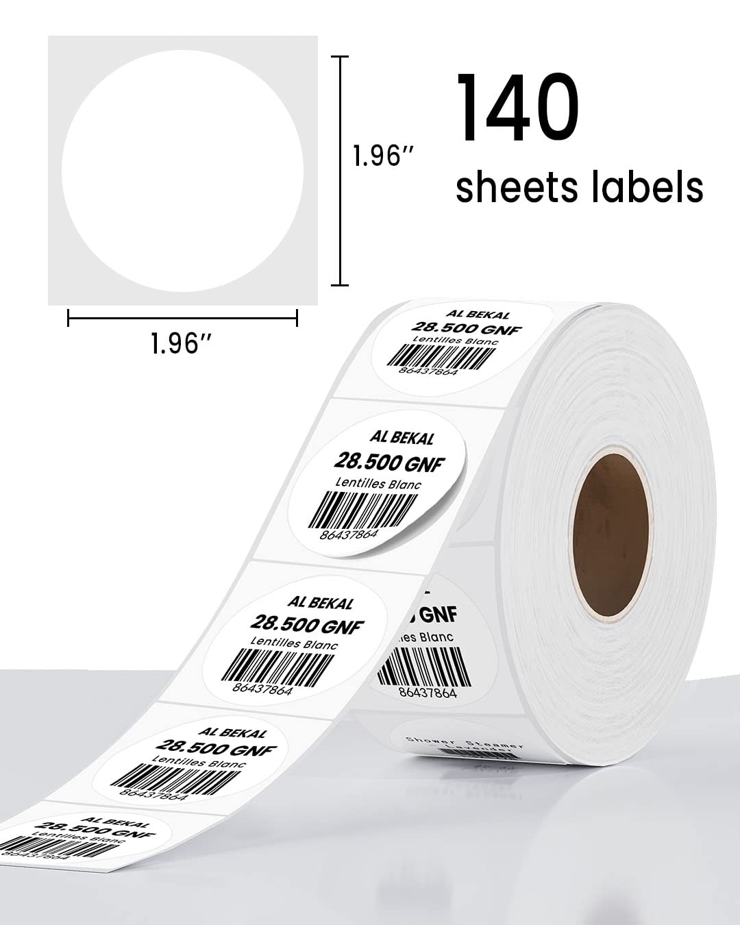 Memoqueen 2 Inch Circle Label for Phomemo M110/M110S/M120/M200/M220 Label Maker, 5050 Round Thermal Label for Barcode Label, Retail, Envelope Seal, DIY Logo Design, Name Tag, Khaki 140/Rolls