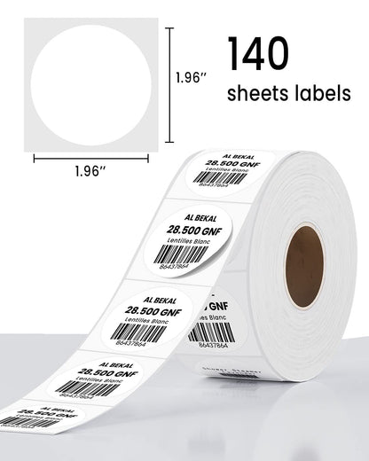Phomemo 2 Inch Circle Label for M110/M110S/M120/M200/M220 Label Maker, 5050 Round Thermal Label for Business Labeling, DIY Logo Design,Inventory, 420pcs
