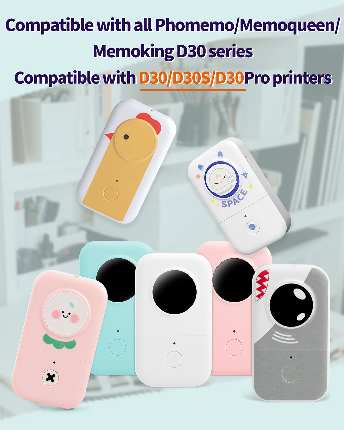 Memoqueen Q30 Q30S Q31 Q32 Labels Paper, 14x50mm [1/2''x1 7/8''], Blue/Pink/Yellow Rectangle Labels, Self-Adhesive Labels Paper Compatible with Phomemo Q30 Q30S Q31 Q32 Label Maker, 130pcs/Roll,3 Rolls