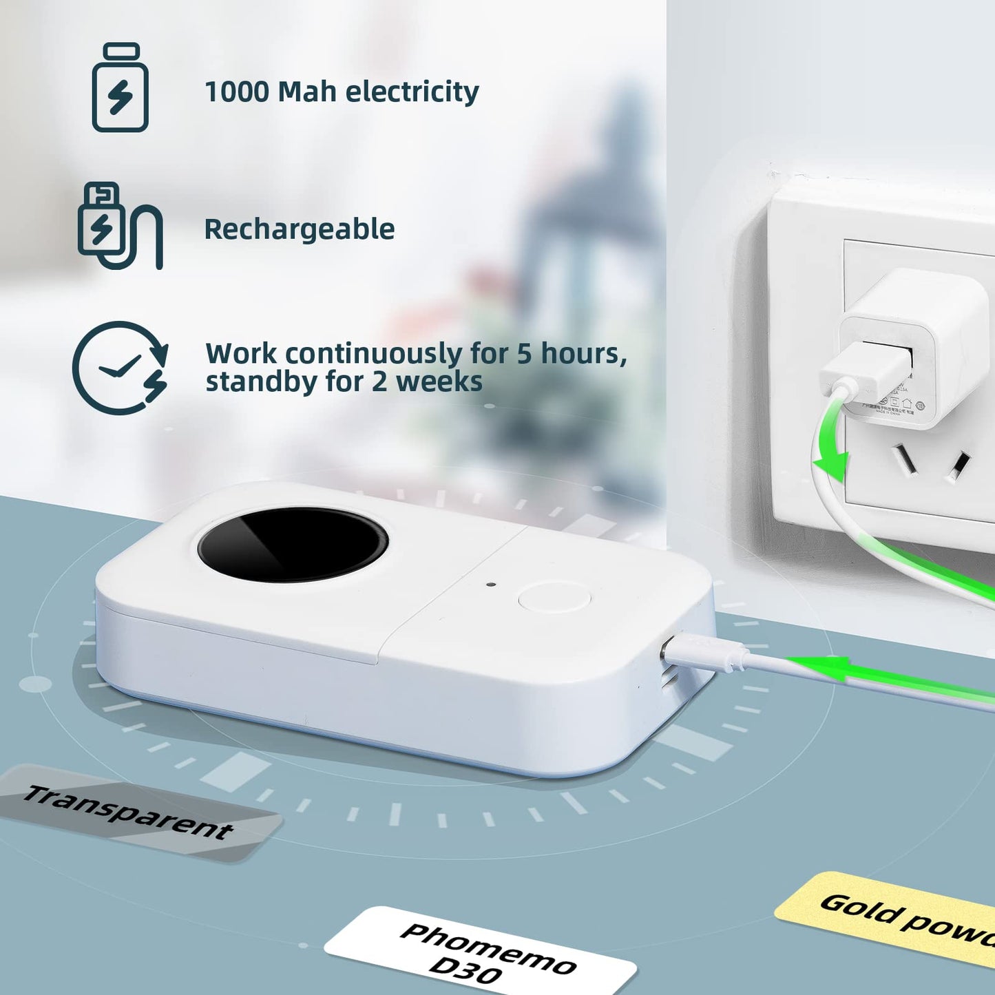 Memoqueen D30 Label Maker Machine with Tape - Bluetooth Thermal Portable Mini Label Printer Labeler Sticker Maker Compatible with Phomemo D30 iOS&Android for Home Office Organization,White.