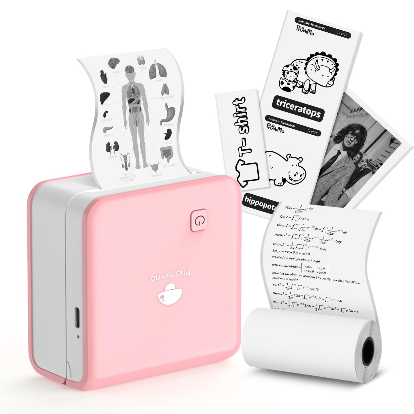 Mini Pocket Printer - Phomemo M02Pro Thermal Bluetooth Sticker Printer, 300DPI Portable Photo Printer, Compatible with iOS & Android, for Plan Journal, Art Creation, Graffiti, Gift, Pink