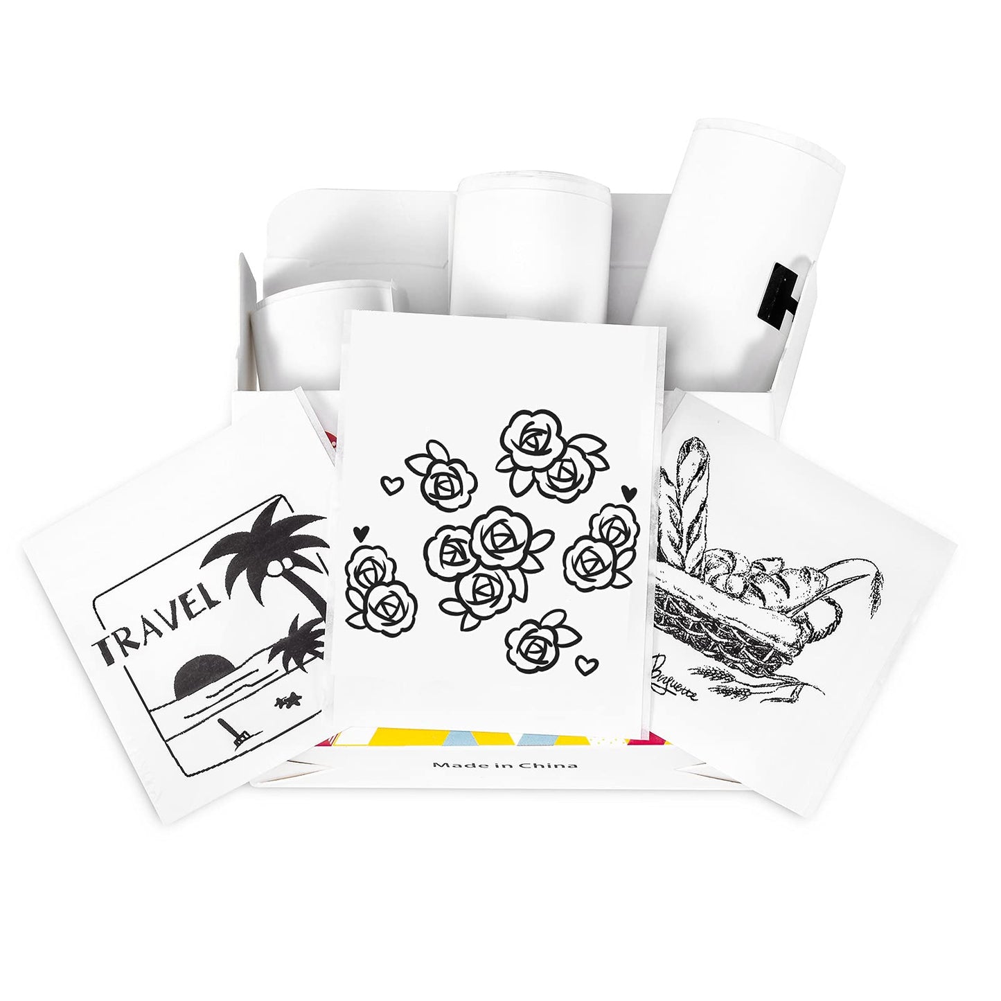 Memoqueen T02 HD White Adhesive Thermal Paper Printer Paper HD Printing, Waterproof and Tear Resistance,Strong Adhesion, Black Text, 3 Rolls,Can be Used for Notes/Sticky/memo/Photo Paper