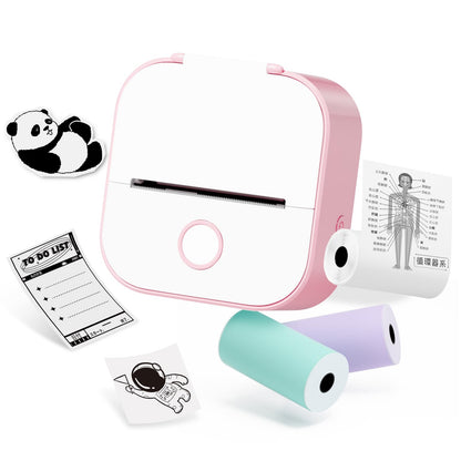 ミニプリンター スマホ対応 Memoqueen T02 プリンター 小型 スマホプリンター 携帯プリンター ノートプリンター メモプリンター フォトプリンター ラベルプリンター 203dpi Bluetooth接続 インキレス印刷 感熱紙3巻付 写真アルバム/手帳/メモ/買い物リスト/学習ノートに使用することができます ピンクサーマルプリンタ