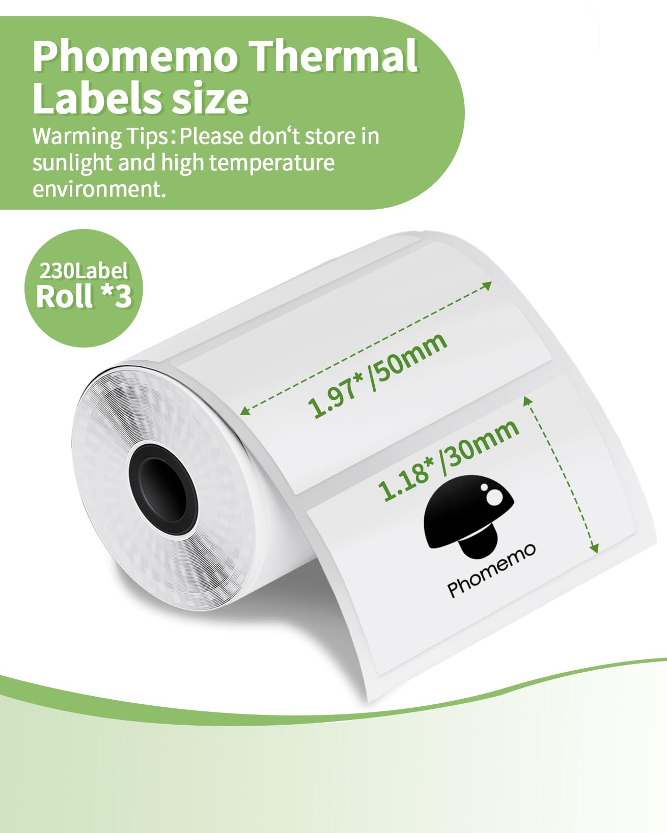 Memoqueen 3 Roll Thermal Sticker Labels for M110S/M221/M220/M120/M200/M110 Label Makers,1.97''x1.18''(50mm*30mm),Multi-Purpose Labels for Bussiness,Barcode,Home,230 Labels/Roll,Black on White