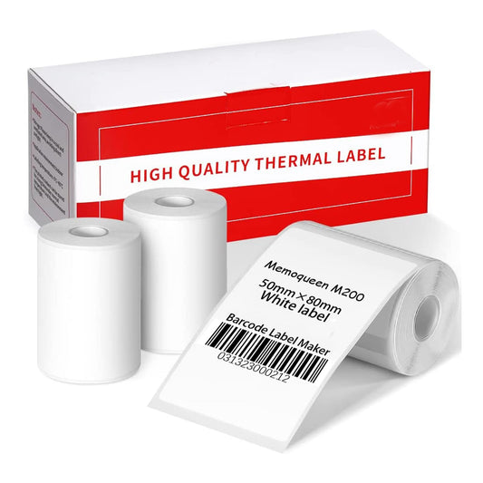 Memoqueen M110 Labels Paper for M110/M120/M200/M220 Label Maker, White Adhesive Rectangle Labels, 1.97''x 3.15'' (50 x 80 mm) Thermal Sticker Label Paper for Kitchen, Office, 100 Labels/Roll, 3 Rolls