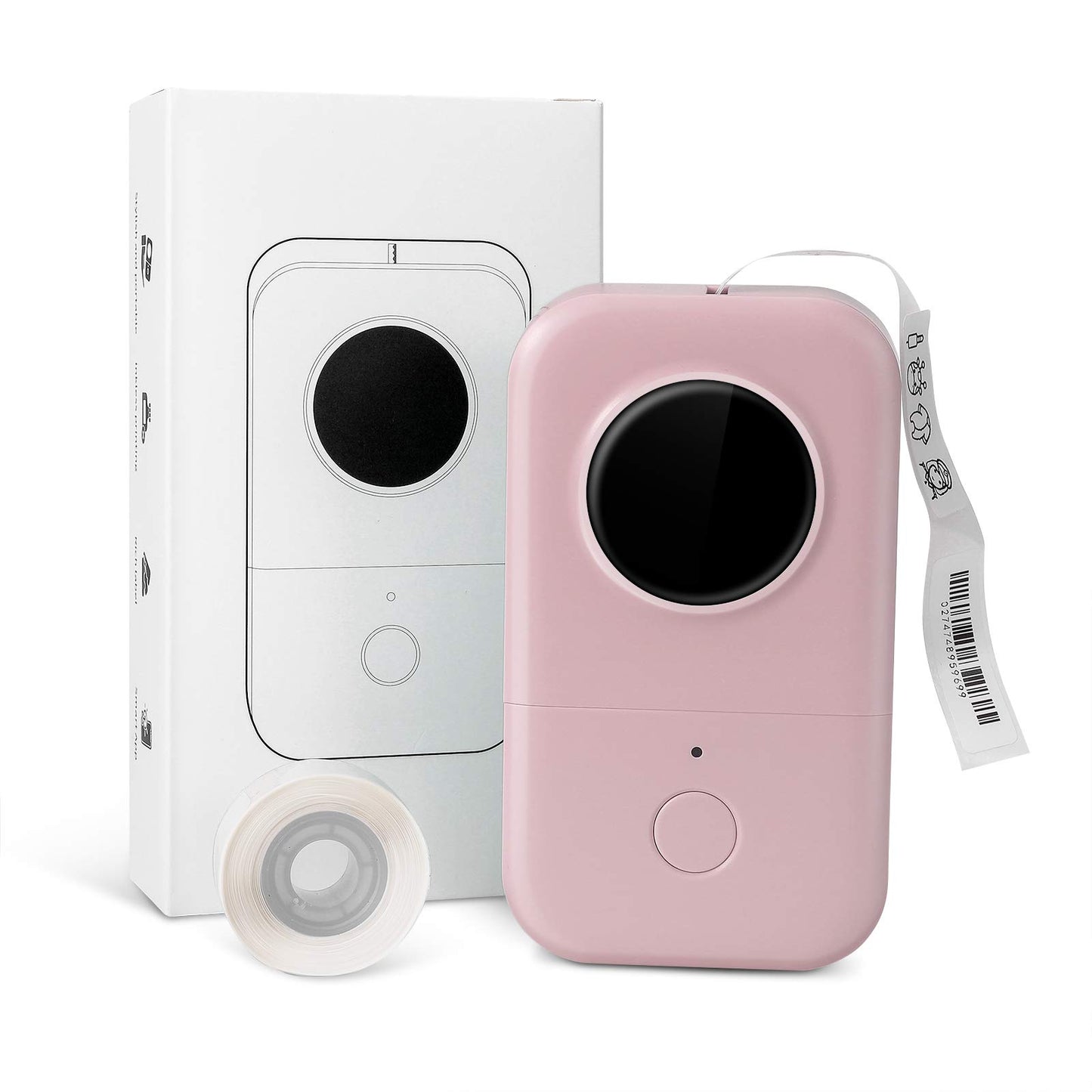 Memoqueen D30 Mini Label Printer - Portable thermal Bluetooth Label Maker Machine with Tape,Small Sticker Printer labeler Compatible with Phomemo D30 iOS&Android,for home office organization,Pink..