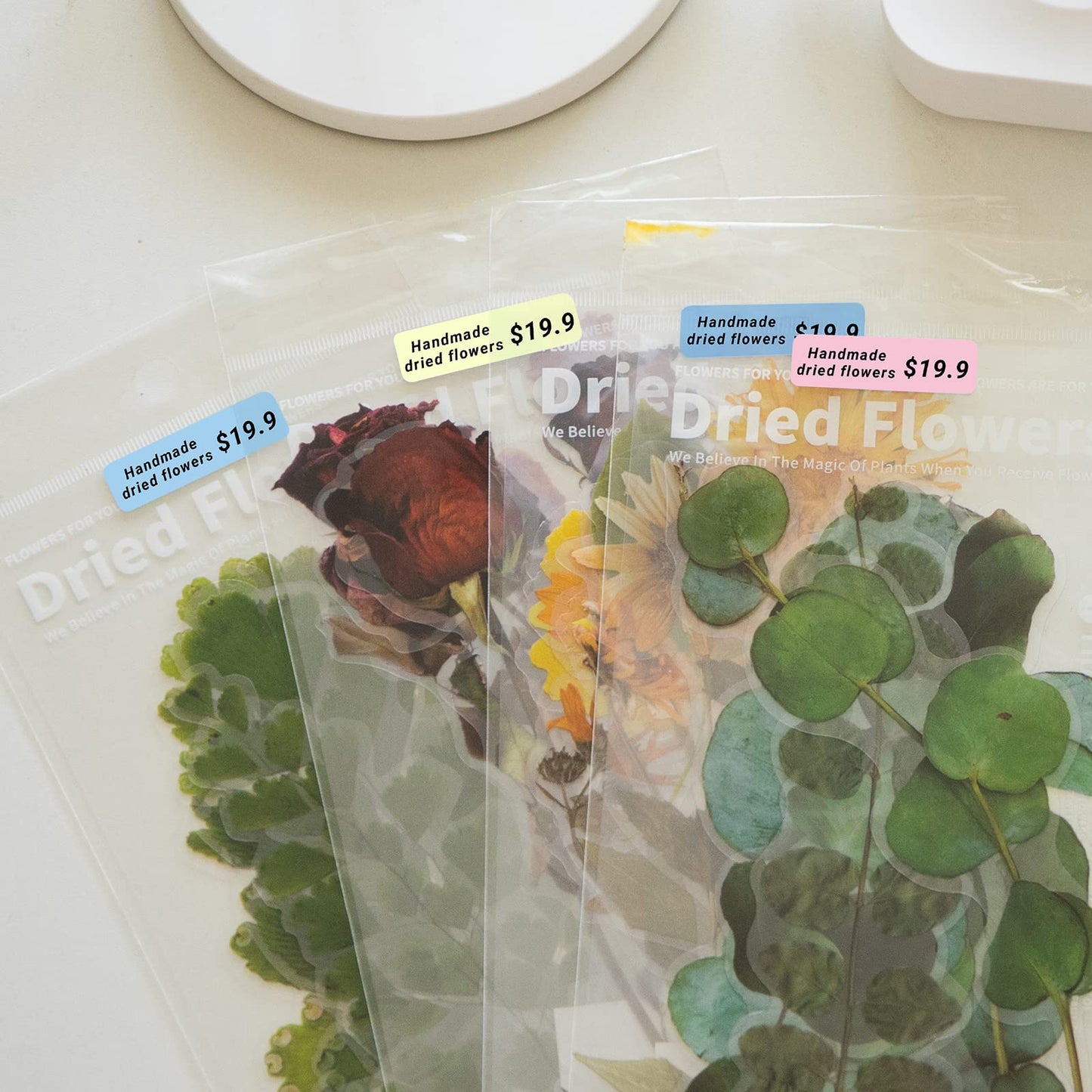 Memoqueen Q30 Q30S Q31 Q32 Labels Paper, 14x50mm [1/2''x1 7/8''], Blue/Pink/Yellow Rectangle Labels, Self-Adhesive Labels Paper Compatible with Phomemo Q30 Q30S Q31 Q32 Label Maker, 130pcs/Roll,3 Rolls