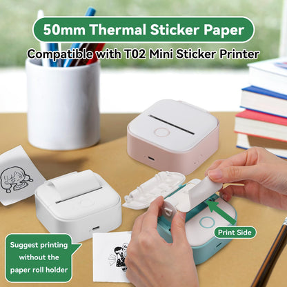 Phomemo Matte Self-Adhesive Thermal Paper, Clear Sticker Paper for T02/M02/M02 Pro/M03S/M03AS/M04S Mini Printer, Black on Matte Transparent, 3 Rolls, 50mm x 3.5m, for Photos, To-Do Lists, Scrapbooks