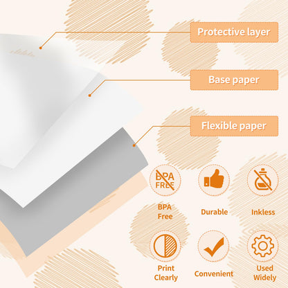 Phomemo T02 Transparent Adhesive Thermal Paper, Sticker Paper Printer Label, 1.96'' x 11.4' (50mmx3.5m/Roll), Black Text, Keep for Long Time, 3 Rolls