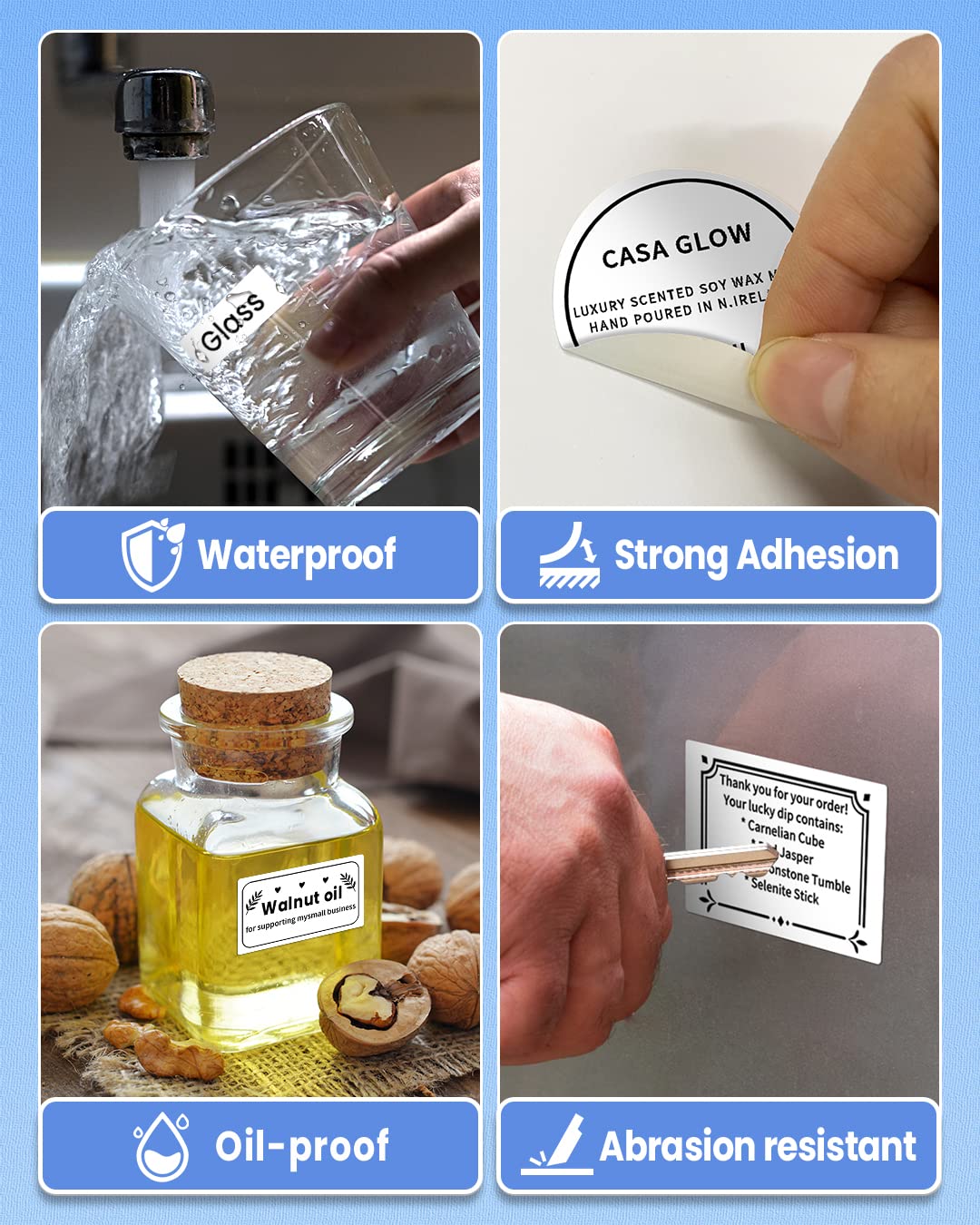 Phomemo M110 Labels Paper for M110/M120/M200/M220 Label Maker, 5080 White Adhesive Rectangle Labels, 1.97''x 3.15''(50x80mm) Thermal Sticker Label Paper for Kitchen, Office, Study, 100labels/roll