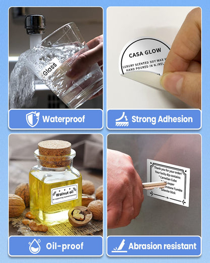 Phomemo M110 Labels Paper for M110/M120/M200/M220 Label Maker, 5080 White Adhesive Rectangle Labels, 1.97''x 3.15''(50x80mm) Thermal Sticker Label Paper for Kitchen, Office, Study, 100labels/roll