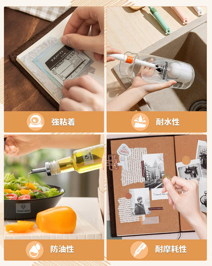 Memoqueen T02 透明粘着感熱紙 プリンタ用紙 T02ミニプリンタ対応 ノーカットロールペーパー ラベルシール 50mm幅 防水・強粘着 再剥離 保存20年 黒文字 3ロール メモ,付箋,写真,シール,文書,手帳,仕事,用紙にも使える,整理収納に適用