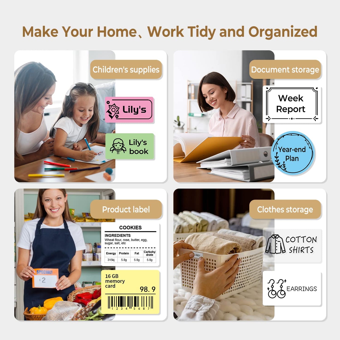 Label Maker Machine Phomemo M110 WH Portable Bluetooth Label Printer for Storage, Shipping, Barcode, Mailing, Office, Home, Organizing, Sticker Maker Mini Label Maker with Multiple Templates