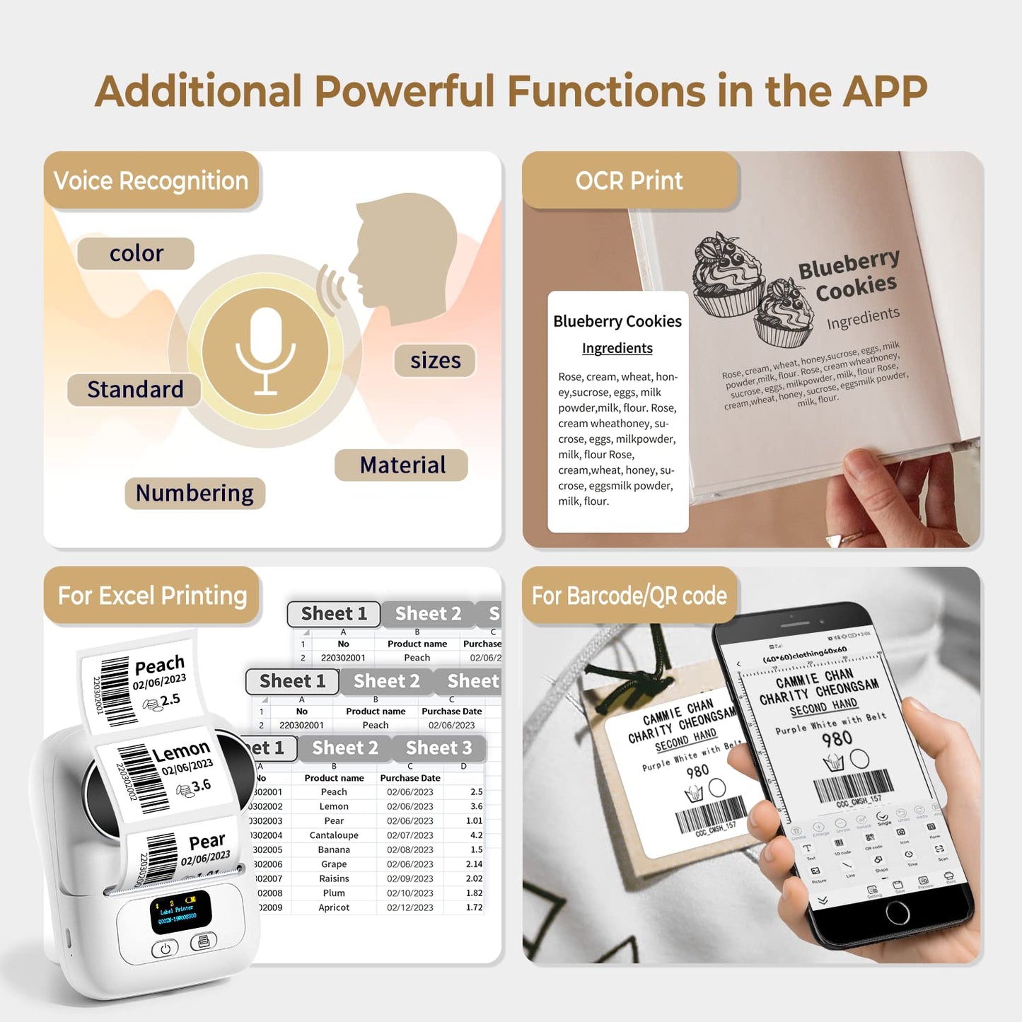 Label Maker Machine Phomemo M110 WH Portable Bluetooth Label Printer for Storage, Shipping, Barcode, Mailing, Office, Home, Organizing, Sticker Maker Mini Label Maker with Multiple Templates