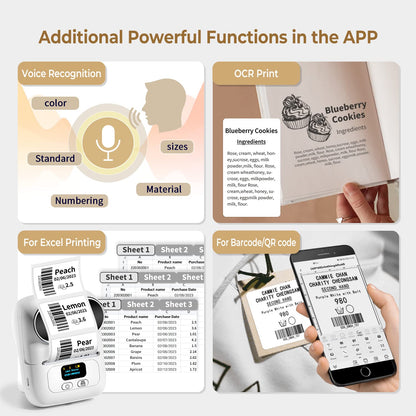 Label Maker Machine-Phomemo M110 Portable Bluetooth Label Printer for Storage, Shipping, Barcode, Mailing, Office, Home, Organizing, Sticker Maker Mini Label Maker with Multiple Templates, White