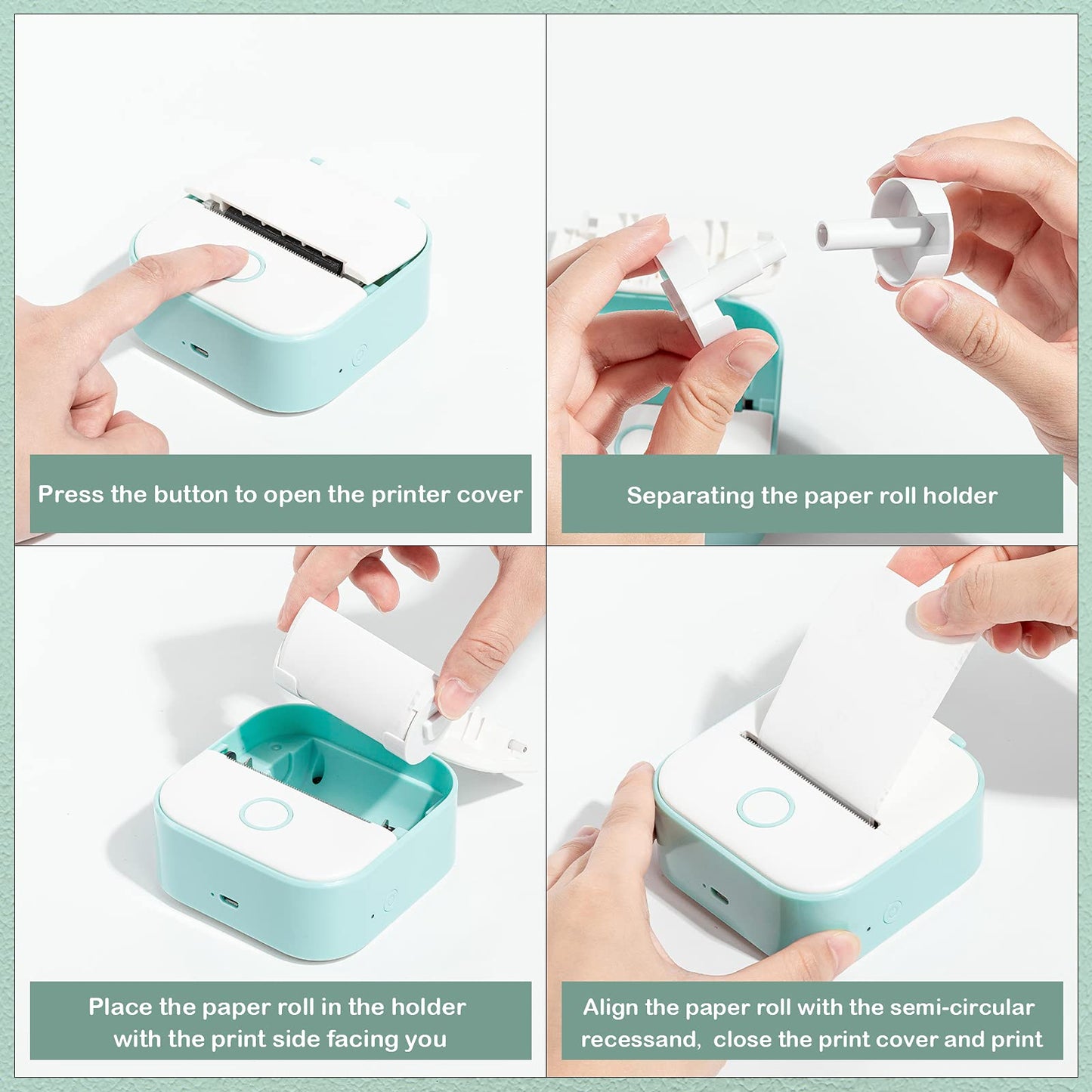 Phomemo T02 Mint Green/Lavender Purple/Light Orange, Adhesive Thermal Paper, Sticker Paper Printer Paper, 50mmx3.5mm,Black Text,Keep for 20 Years,3 Rolls