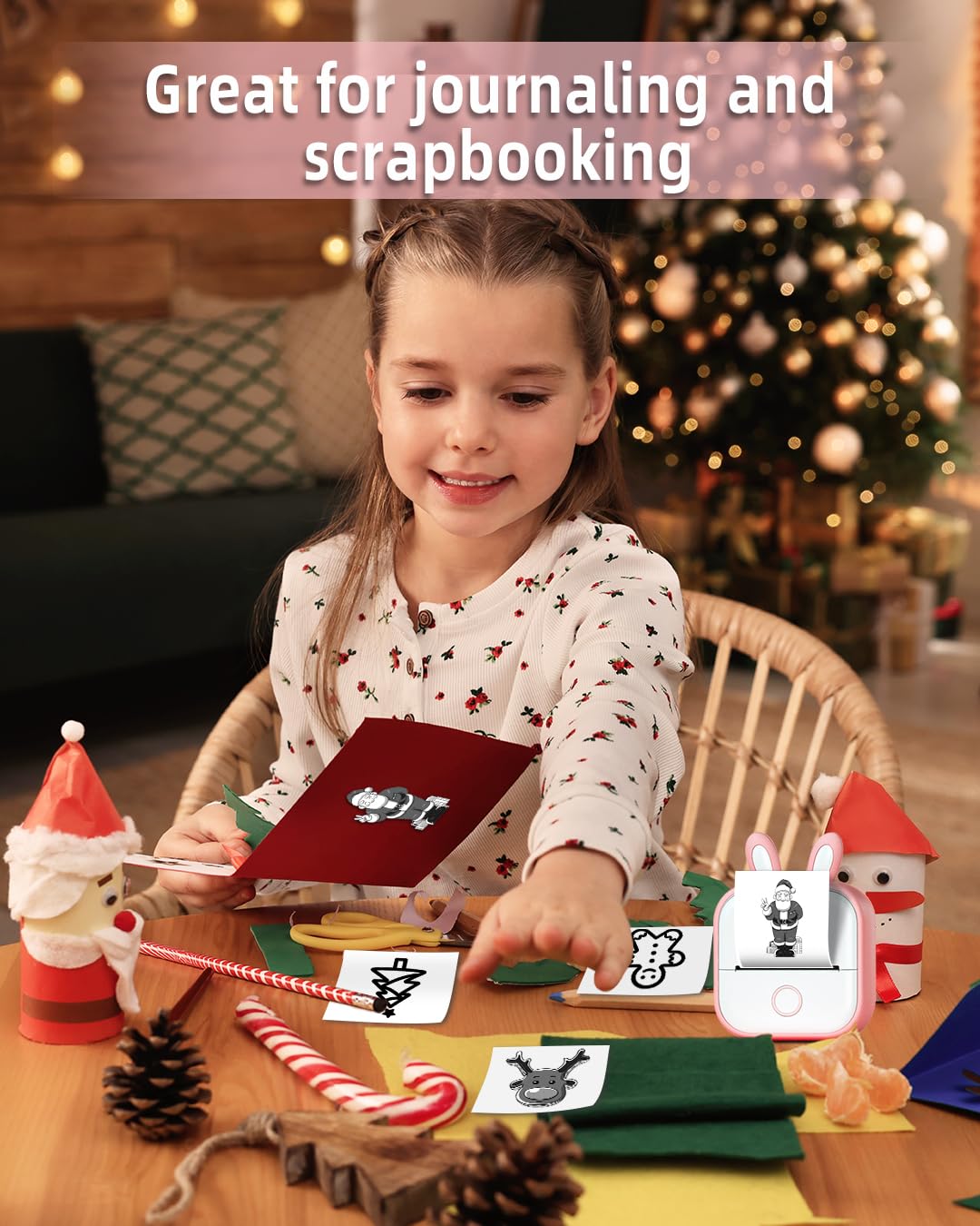 Memoqueen Mini Pocket Sticker Printer T02 Mini Pocket Thermal Printer, Wireless Bluetooth Photo Printer for DIY Journal, Note, Memo, Photo, Mini Portable Printer Compatible with iOS & Android, Pink