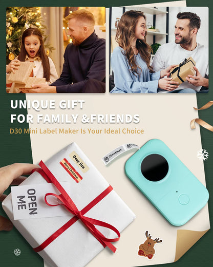 Memoqueen D30 Label Maker-Bluetooth thermal Mini Label Printer-Portable label Maker Machine with tape,Labeler Compatible with Phomemo D30 iOS&Android, Easy to Use for home office organization,Green..