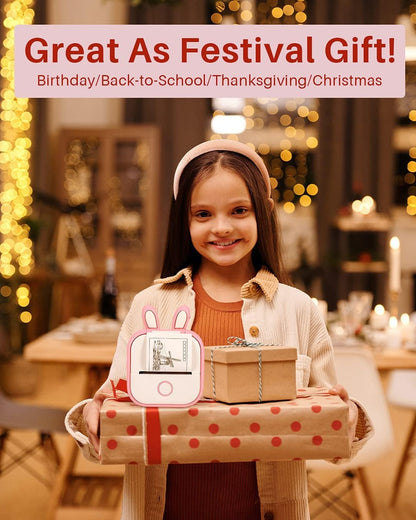 Sticker Printer - T02 Mini Thermal Printer, Portable Pocket Printer, Sticker Maker Machine with 3 Rolls Thermal Paper for Study Note, Photo, Travel, DIY Printing, Office, Festival Gifts, Pink