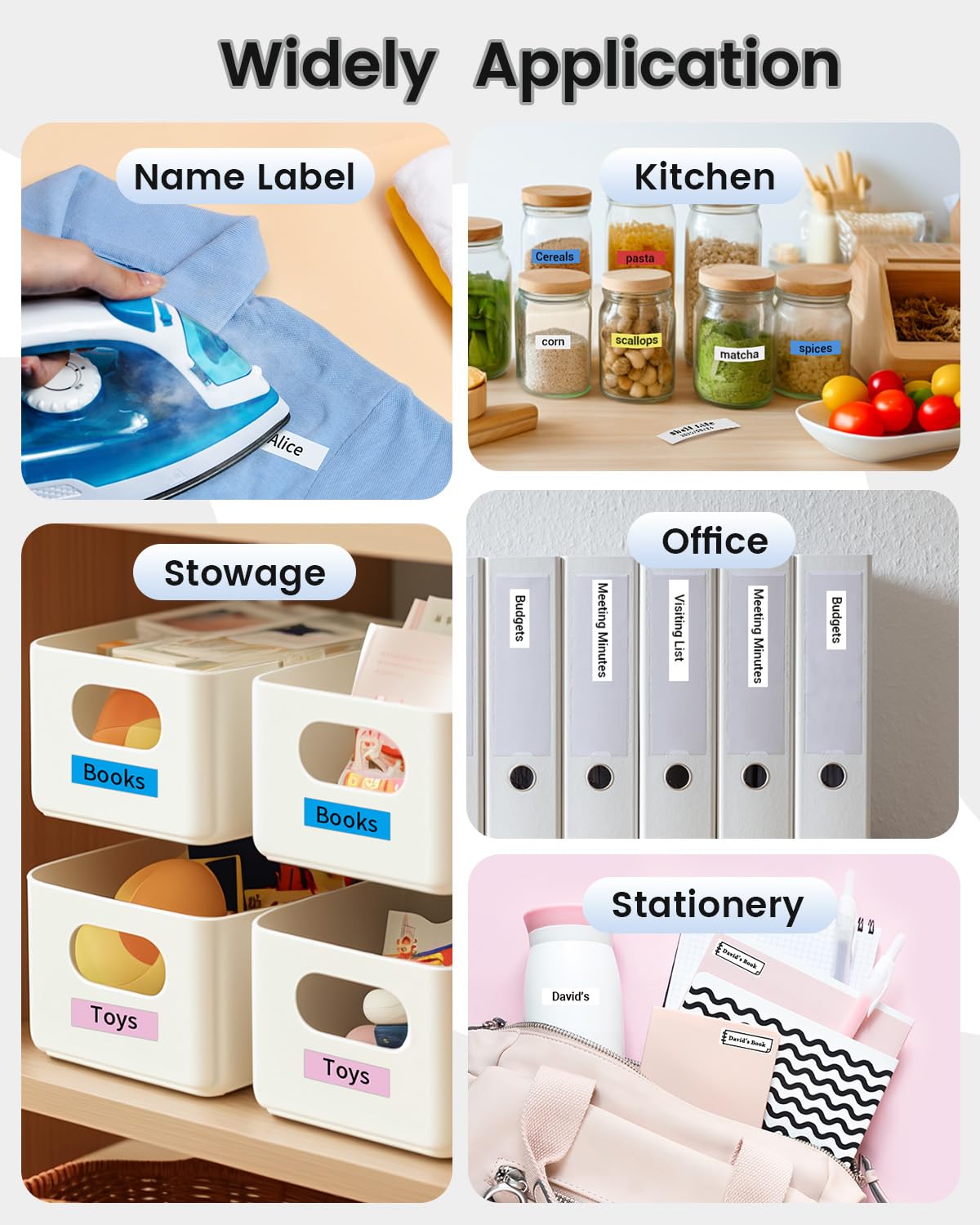 Memoqueen M960 Portable Label Maker Machine with Tape-Bluetooth Thermal Mini Label Printer for Home, Office, Home, School, Sticker Maker with Multiple Templates Font Icon, Black