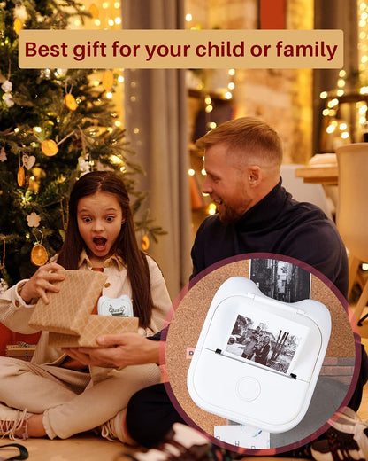 T02 Mini Printer-Memoqueen Bluetooth Thermal Printer Mobile Pocket Printer, Sticker Maker Machine Compatible with Phones & Taplates, 203dpi, Suit for Journal, Memo, To-do List, Patterns, Gift, Receipt