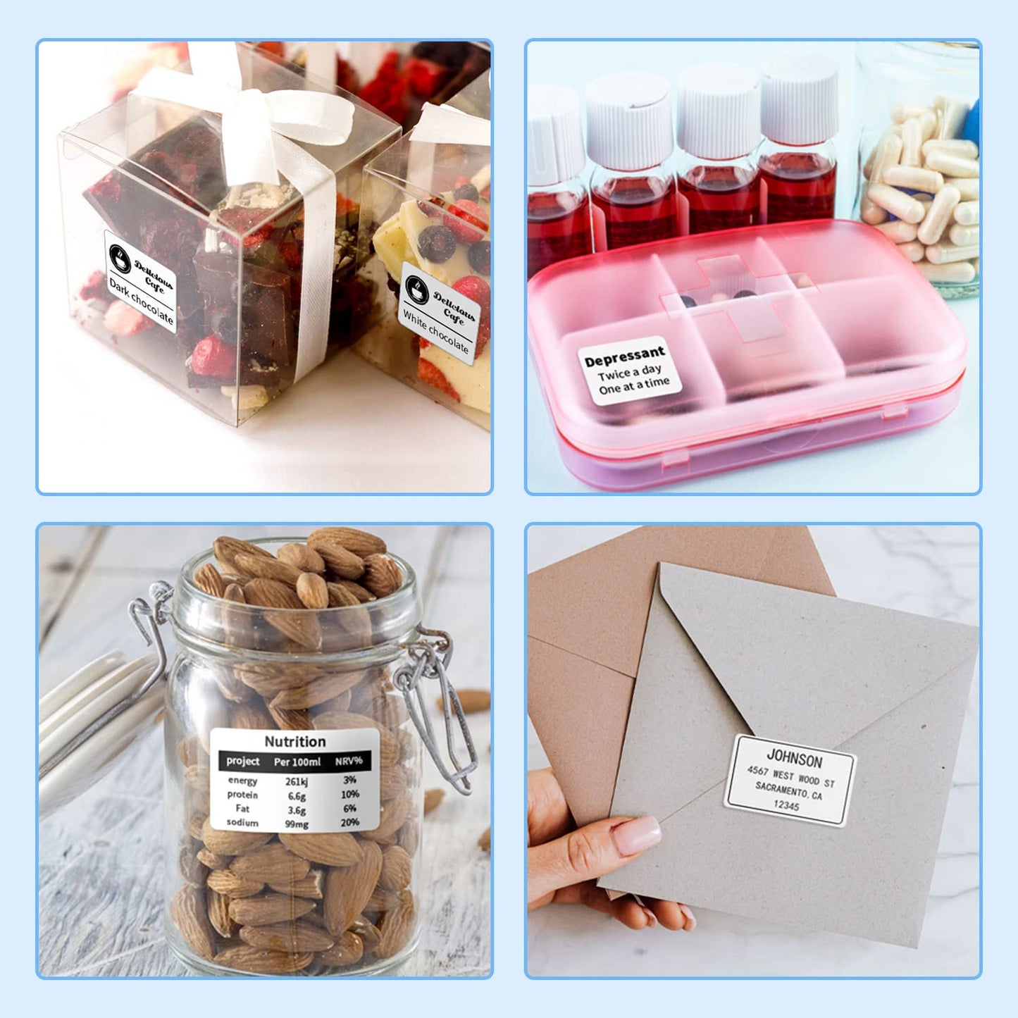 Phomemo M110 BU Label Maker Portable Bluetooth Thermal Label Maker Printer Inkless Printing for Labels, Stickers, Images, QR Codes, Compatible with Android & iOS System, with 1pack 40×30mm Label