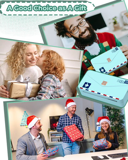 Memoqueen Portable Thermal Printer M04AS Inkless Sticker Printer 300dpi Bluetooth Label Printer, Support 15/53/80/110mm Printing Width, Suitable for Photos, Memo, Notes, to-Do-List, Gifts, Green