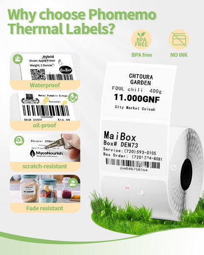 3 Roll Thermal Labels Compatible with Phomemo M110/M221/M220/M120/M200/M110S Label pirnters,1.57''x1.18''(40mm*30mm),Multi-Purpose Labels for Barcode, Logo,Bussiness,Black on White,230 Labels/Roll