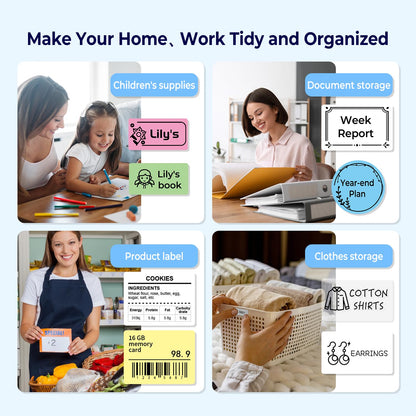 Memoqueen M110 Label Maker Portable Bluetooth Thermal Label Maker Printer Inkless Printing for Labels, Stickers, Images, QR Codes, Compatible with Android & iOS System, with 1pack 40×30mm Label, Blue
