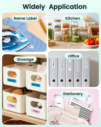 Memoqueen Label Maker Machine with Tape-Portable Bluetooth Thermal Label Printer for Home, Office, Mini Thermal Label Maker Multiple Templates Icon Font,Green