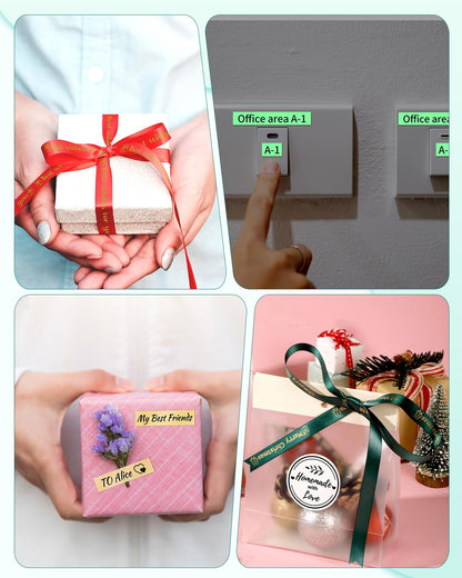 Memoqueen Label Maker Machine with Tape-Portable Bluetooth Thermal Label Printer for Home, Office, Mini Thermal Label Maker Multiple Templates Icon Font,Green