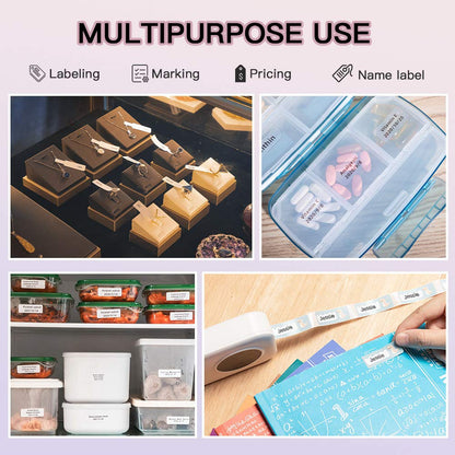 Memoqueen D30 D35 D30S Q30 Q30S Q31 Q32 Label, 14x30mm [1/2''x1 1/8''] Transparent Rectangle Self-Adhesive Label Tape Compatible with Phomemo Q30/D30 Series Label Printer, 210pcs/Roll, 3 Rolls