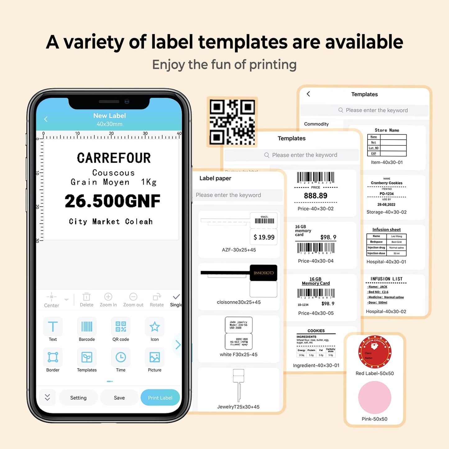 Label Makers - Phomemo M110 Portable Barcode Label Maker for Retail, Compatible with iOS & Android, Thermal Label Maker Machine with Different Fonts, Address Labels, Gift, Images, Orange