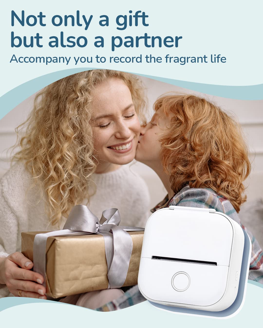 Memoqueen Pocket Printer T02 Sticker Printer-Bluetooth Thermal Photo Printer Mini Printer, Great for DIY Journal,memo, Sticker and Notes,Compatible with iOS & Android, White