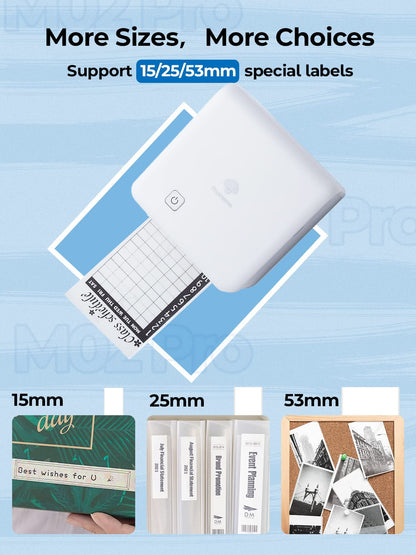 Phomemo M02Pro Mini Pocket Printer - 304DPI HD Portable Thermal Bluetooth Sticker Printer, 15/25/53mm Label Maker Compatible with iOS & Android, for Retro Photo, Plan Journal, Art Creation, Gift,
