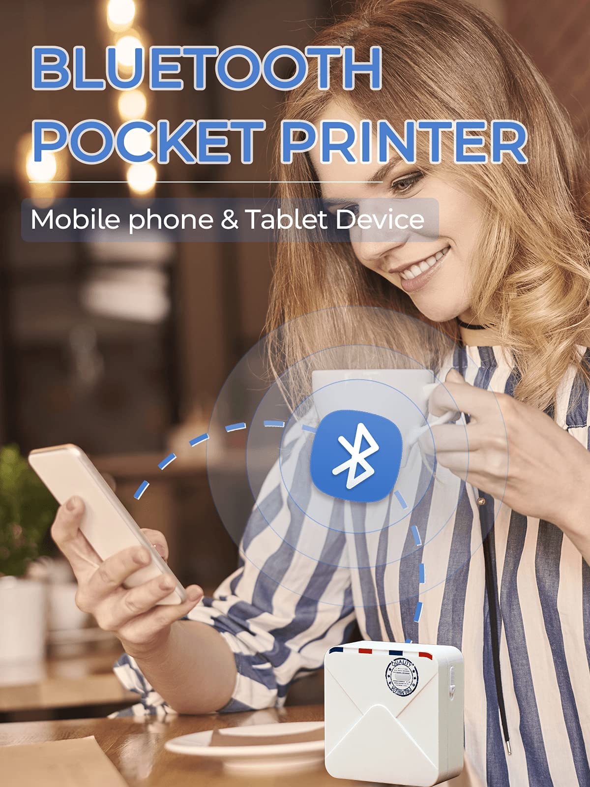 Phomemo M02S Mini Pocket Printer - 300DPI Thermal Portable Sticker Printer, Compatible with iOS & Android, Bluetooth Connection Printing Photo, Plan Journal, Organization, Art Creation, Creative Gift