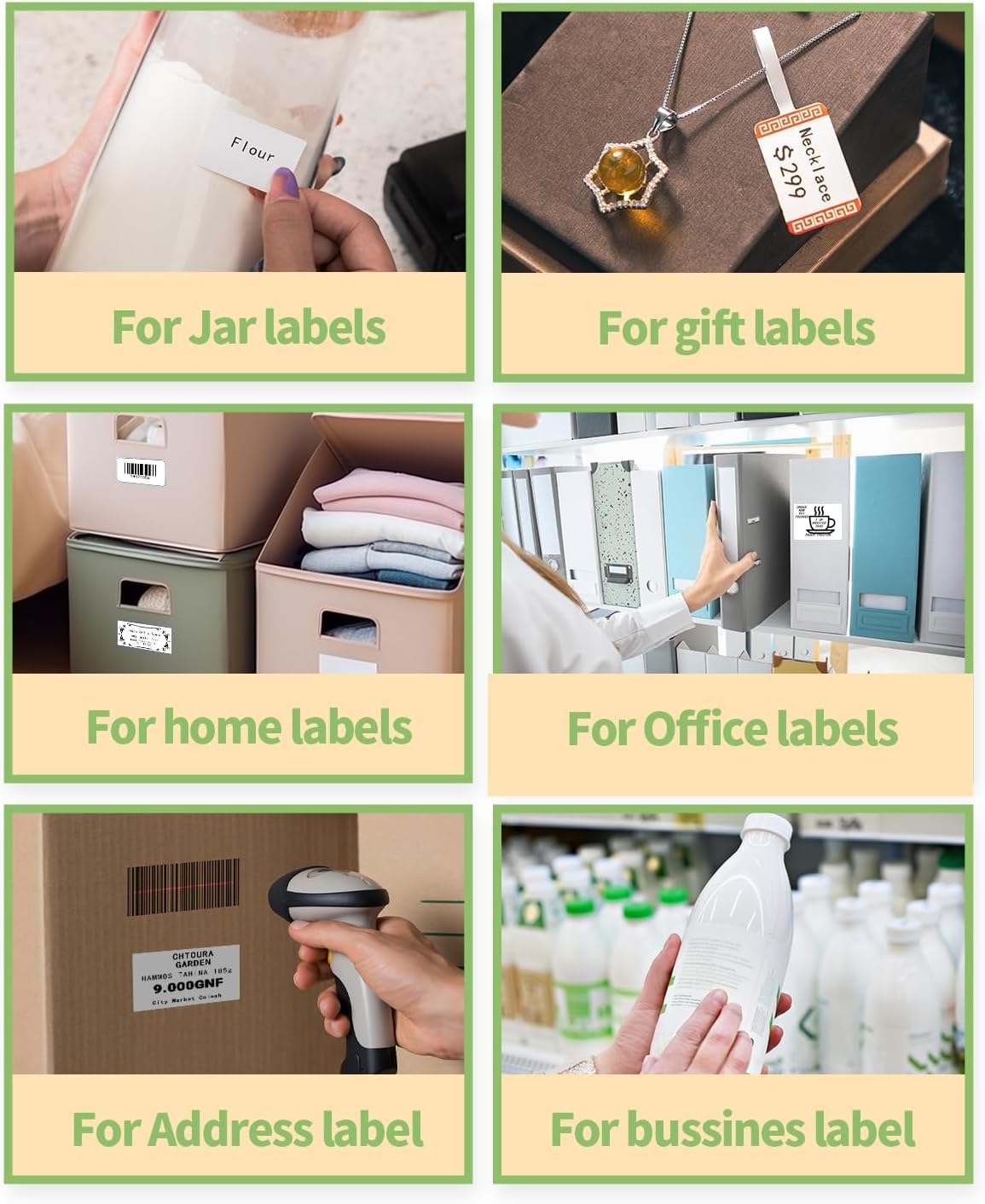 Memoqueen M110 Thermal Labels, Compatible with Phomemo M110/M221/M220/M120/M200, 1.57''x1.18''(40mm*30mm), Multi-Purpose Thermal Sticker for Business/Mailing/Barcode, 230 Labels/roll, Blue/Pink/Khaki