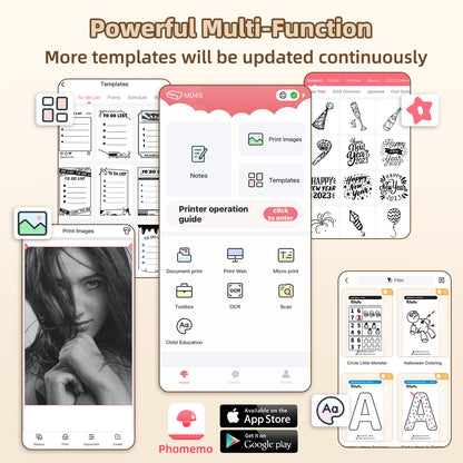 M04S Bluetooth Portable Printer- 4 inch Thermal Label Printer Bluetooth Photo Sticker Maker Machine Mini Printer Compatible with iOS & Android for Document, Study Notes, Sticker, Label, Journal, White