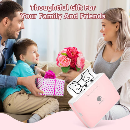 Phomemo M04S Portable Printer - Bluetooth Inkless Thermal Sticker Printer Compatible with iOS and Android for Instantly Print Documents, Notes, Laebl with 300dpi, Support 53/80/110mm Paper Width, Pink