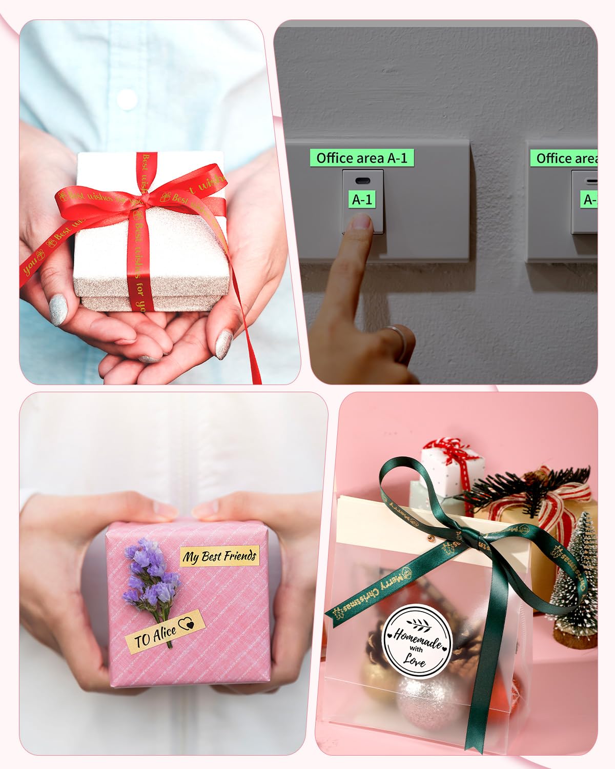 M960 Label Makers-Bluetooth Label Maker Machine with Tape, Mini Label Printer with Multiple Templates for Office,School,Home,Organization,Pink